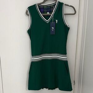 William Murray Golf Emerald Green Sleeveless Tennis Dress with White Trim